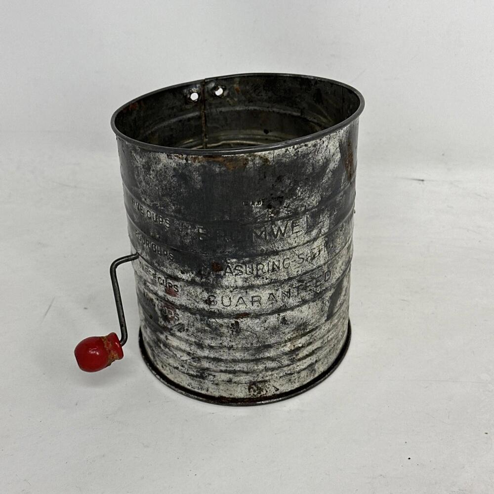 Vintage Antique Bromwell’s Measuring Flour Sifter 5 Cup USA Kitchen Decor
